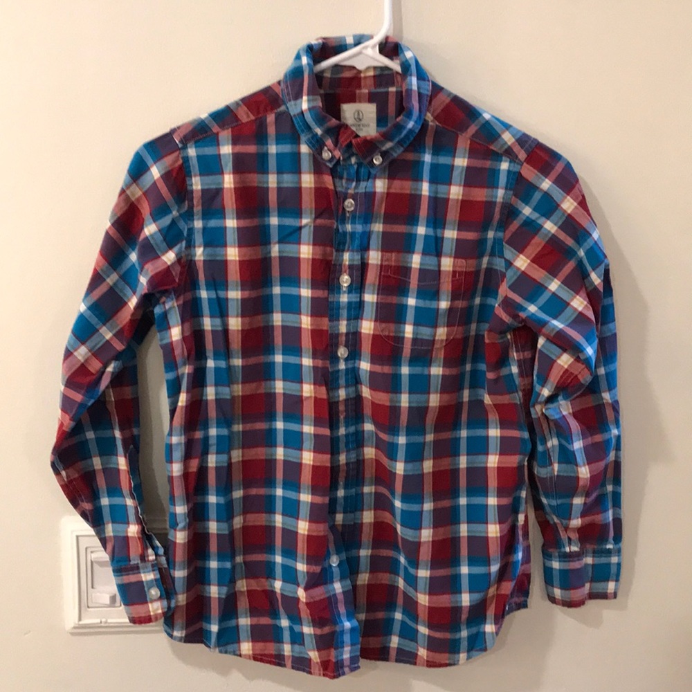 Lands’ End brick red, blue oxford size 10-12